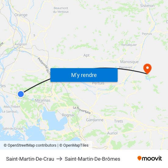Saint-Martin-De-Crau to Saint-Martin-De-Brômes map