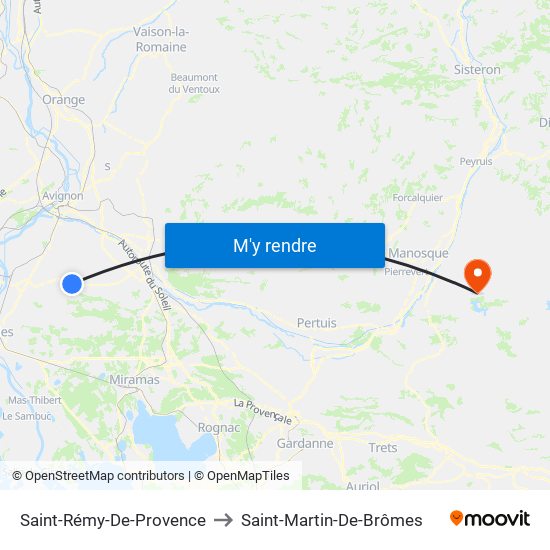 Saint-Rémy-De-Provence to Saint-Martin-De-Brômes map