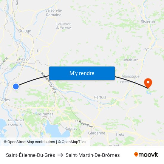 Saint-Étienne-Du-Grès to Saint-Martin-De-Brômes map