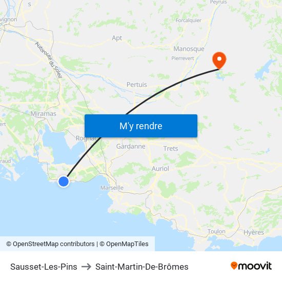 Sausset-Les-Pins to Saint-Martin-De-Brômes map