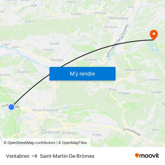 Ventabren to Saint-Martin-De-Brômes map