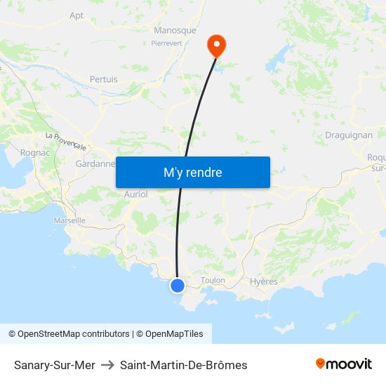 Sanary-Sur-Mer to Saint-Martin-De-Brômes map