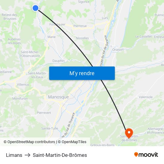 Limans to Saint-Martin-De-Brômes map