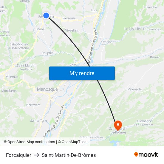 Forcalquier to Saint-Martin-De-Brômes map