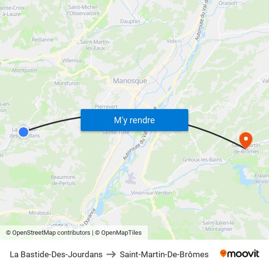 La Bastide-Des-Jourdans to Saint-Martin-De-Brômes map