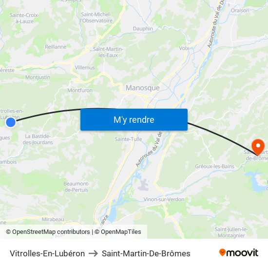 Vitrolles-En-Lubéron to Saint-Martin-De-Brômes map