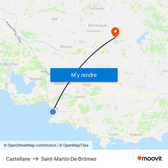 Castellane to Saint-Martin-De-Brômes map