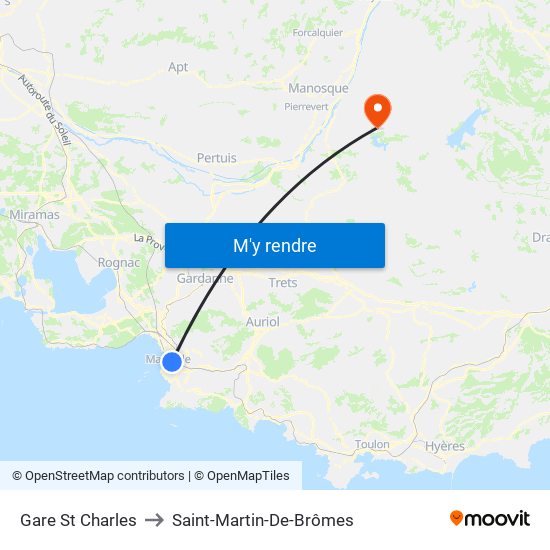 Gare St Charles to Saint-Martin-De-Brômes map