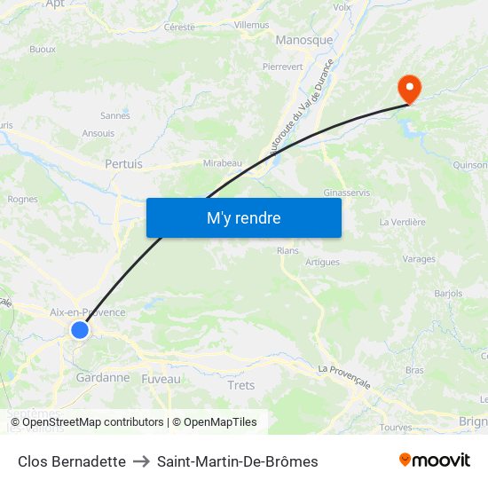 Clos Bernadette to Saint-Martin-De-Brômes map