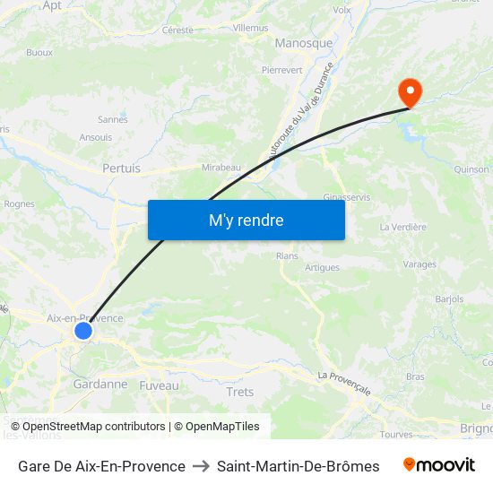 Gare De Aix-En-Provence to Saint-Martin-De-Brômes map