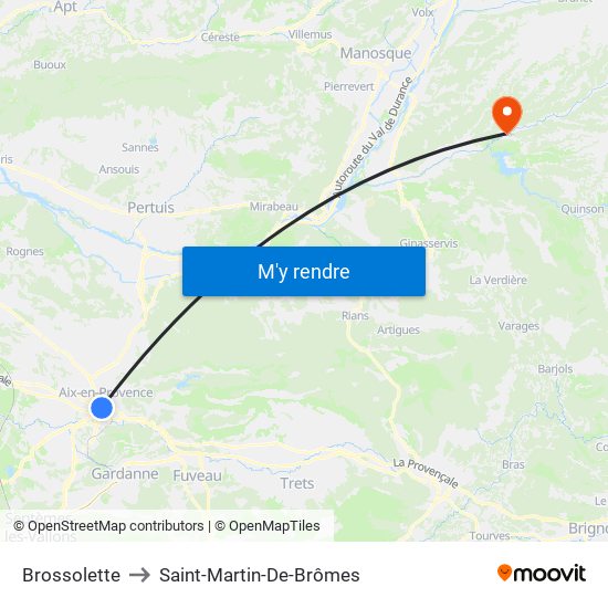 Brossolette to Saint-Martin-De-Brômes map