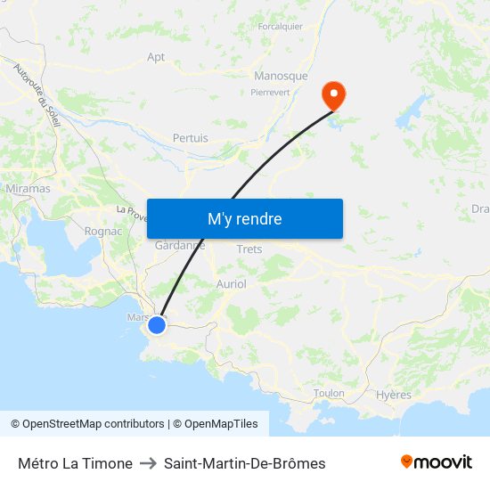 Métro La Timone to Saint-Martin-De-Brômes map