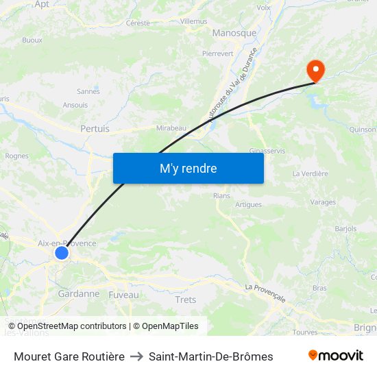 Mouret Gare Routière to Saint-Martin-De-Brômes map