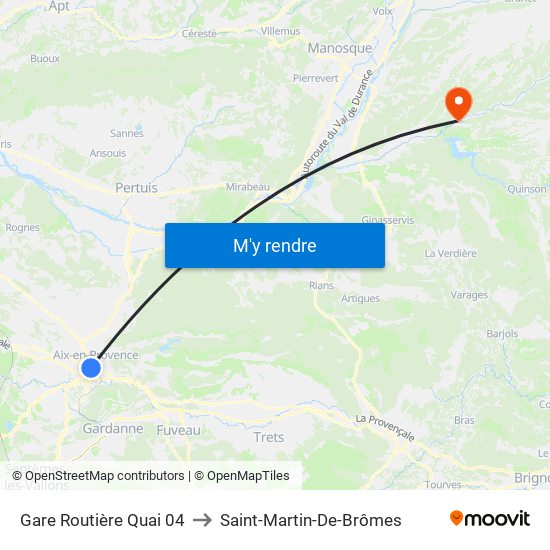 Gare Routière Quai 04 to Saint-Martin-De-Brômes map