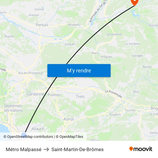 Métro Malpassé to Saint-Martin-De-Brômes map