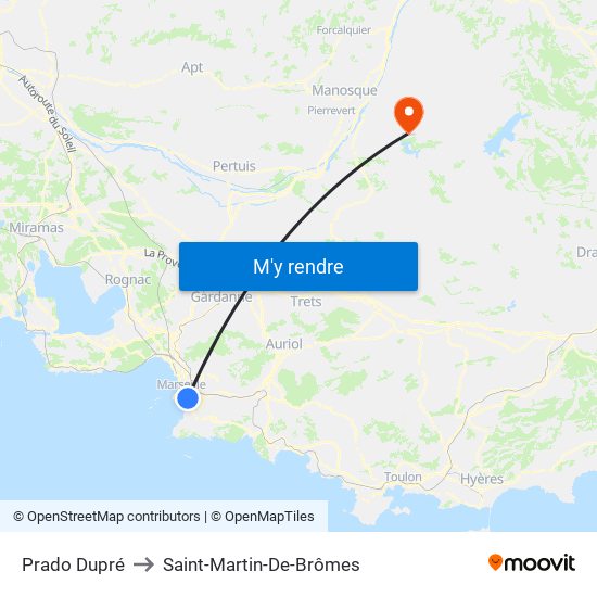 Prado Dupré to Saint-Martin-De-Brômes map