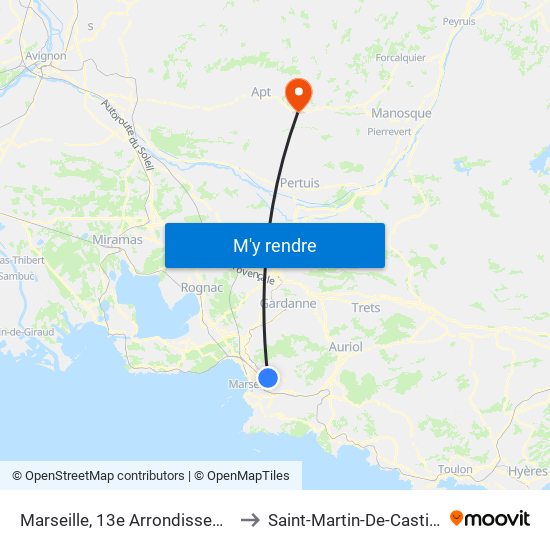 Marseille, 13e Arrondissement to Saint-Martin-De-Castillon map