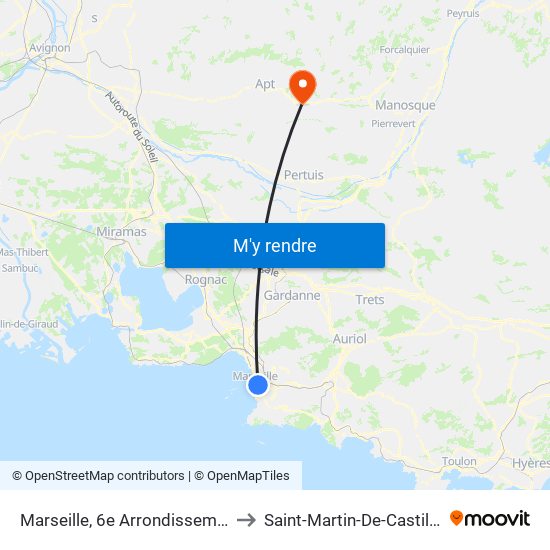 Marseille, 6e Arrondissement to Saint-Martin-De-Castillon map