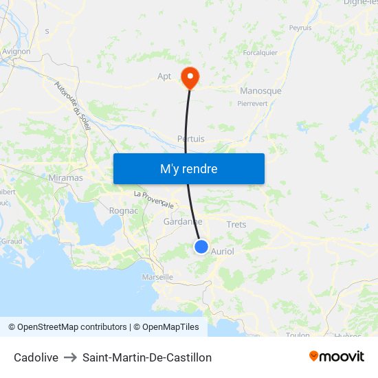 Cadolive to Saint-Martin-De-Castillon map