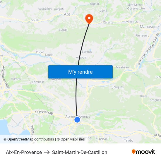 Aix-En-Provence to Saint-Martin-De-Castillon map