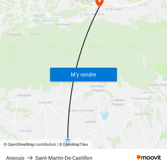 Ansouis to Saint-Martin-De-Castillon map