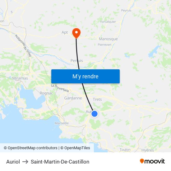 Auriol to Saint-Martin-De-Castillon map
