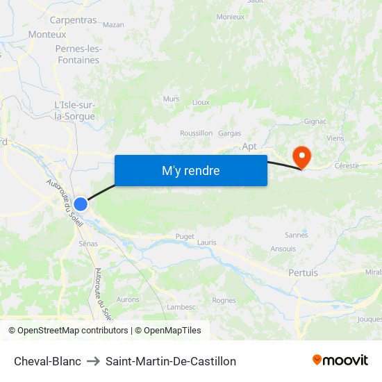 Cheval-Blanc to Saint-Martin-De-Castillon map