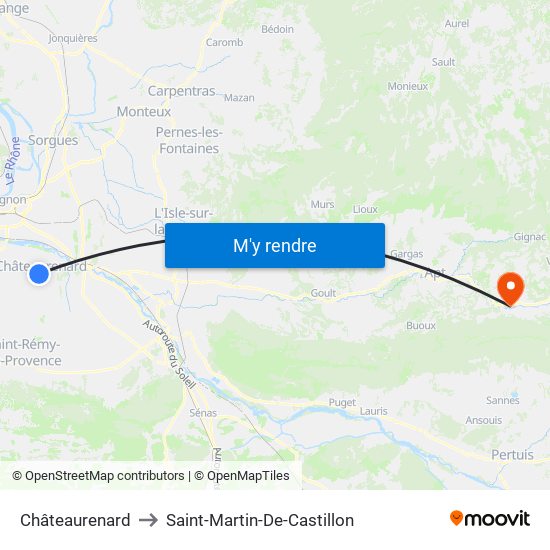 Châteaurenard to Saint-Martin-De-Castillon map