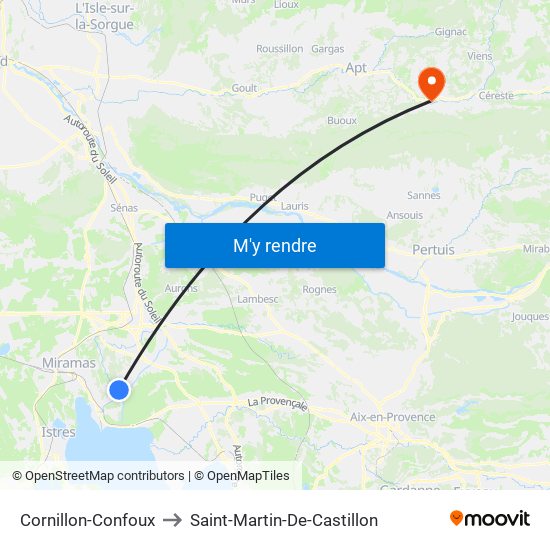 Cornillon-Confoux to Saint-Martin-De-Castillon map