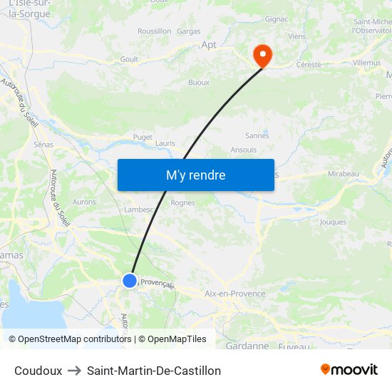 Coudoux to Saint-Martin-De-Castillon map