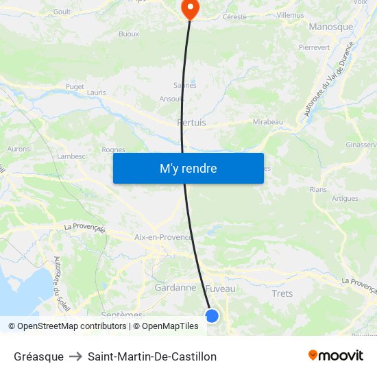 Gréasque to Saint-Martin-De-Castillon map