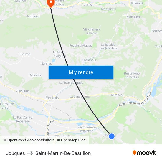 Jouques to Saint-Martin-De-Castillon map