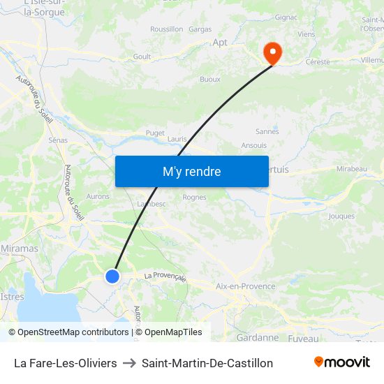 La Fare-Les-Oliviers to Saint-Martin-De-Castillon map