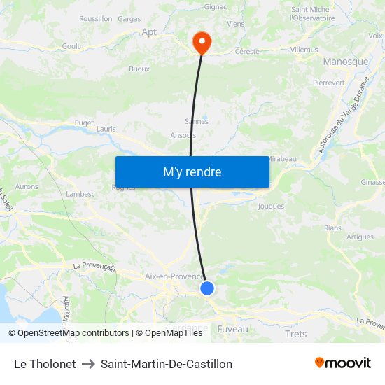 Le Tholonet to Saint-Martin-De-Castillon map