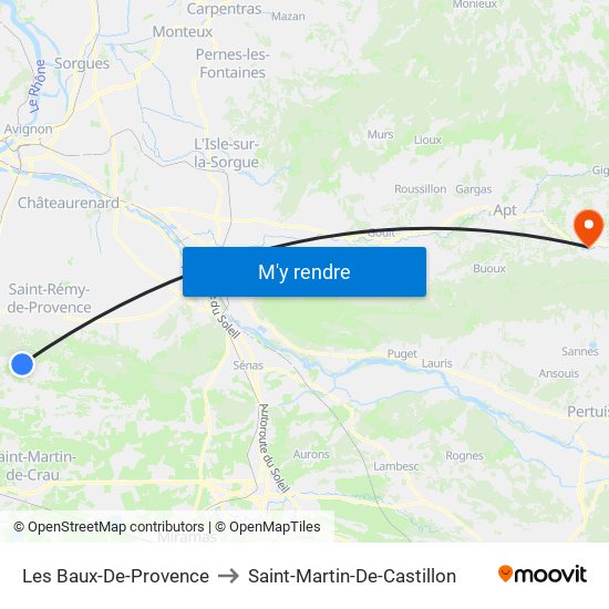 Les Baux-De-Provence to Saint-Martin-De-Castillon map