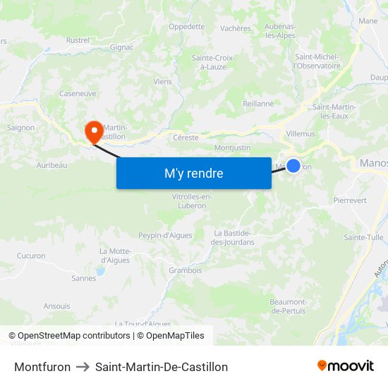 Montfuron to Saint-Martin-De-Castillon map