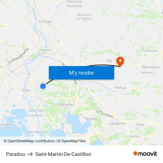Paradou to Saint-Martin-De-Castillon map
