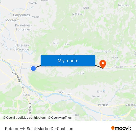 Robion to Saint-Martin-De-Castillon map