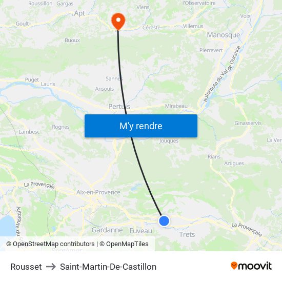 Rousset to Saint-Martin-De-Castillon map