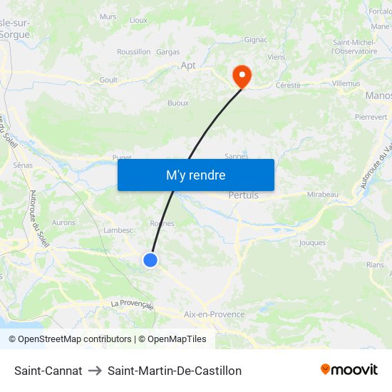 Saint-Cannat to Saint-Martin-De-Castillon map