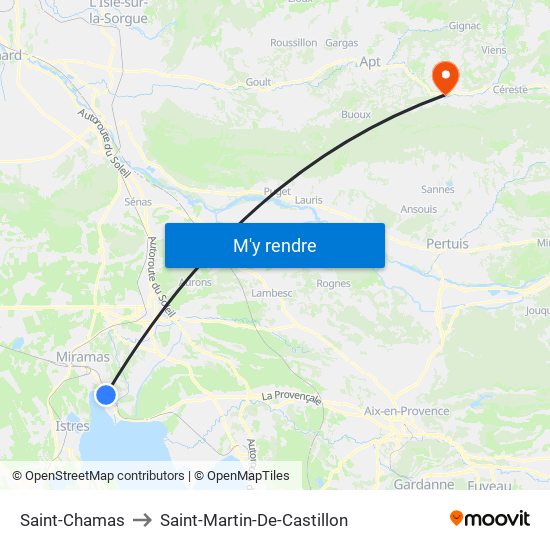 Saint-Chamas to Saint-Martin-De-Castillon map