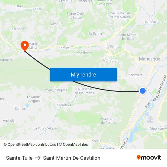Sainte-Tulle to Saint-Martin-De-Castillon map