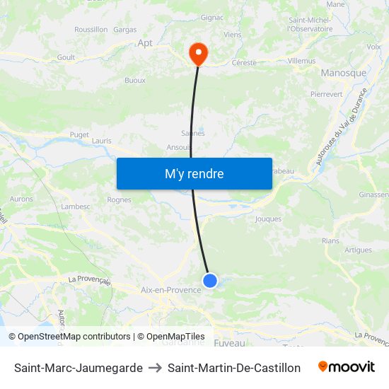 Saint-Marc-Jaumegarde to Saint-Martin-De-Castillon map