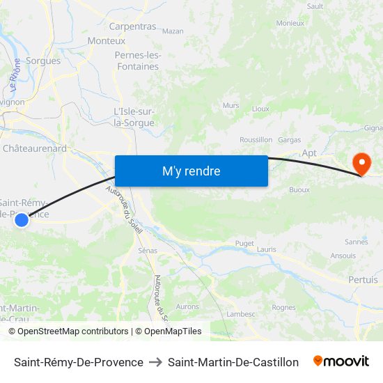 Saint-Rémy-De-Provence to Saint-Martin-De-Castillon map