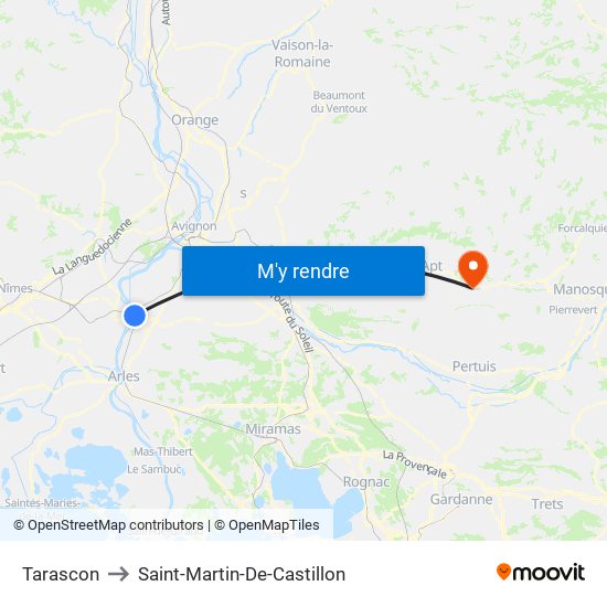 Tarascon to Saint-Martin-De-Castillon map