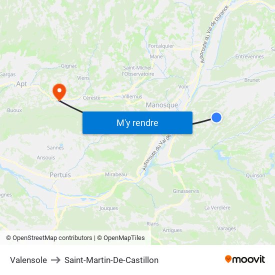 Valensole to Saint-Martin-De-Castillon map