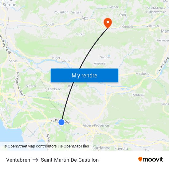 Ventabren to Saint-Martin-De-Castillon map