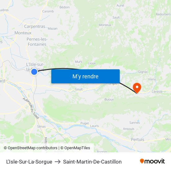 L'Isle-Sur-La-Sorgue to Saint-Martin-De-Castillon map
