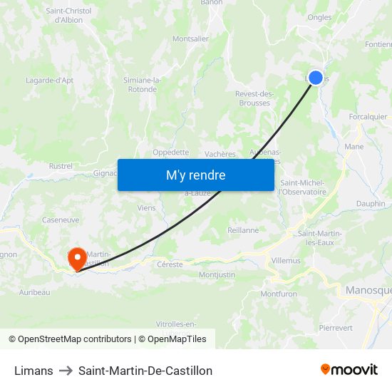 Limans to Saint-Martin-De-Castillon map