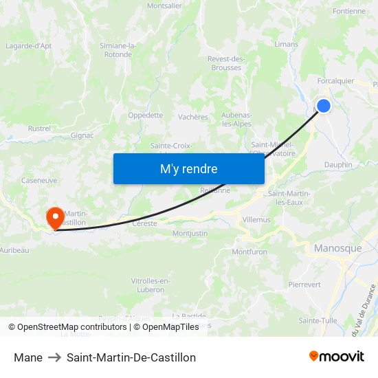 Mane to Saint-Martin-De-Castillon map